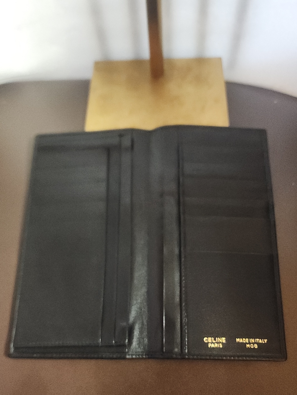 Celine Black Leather Bifold Wallet with Embossed Crest Euc - Picture 3 of 15